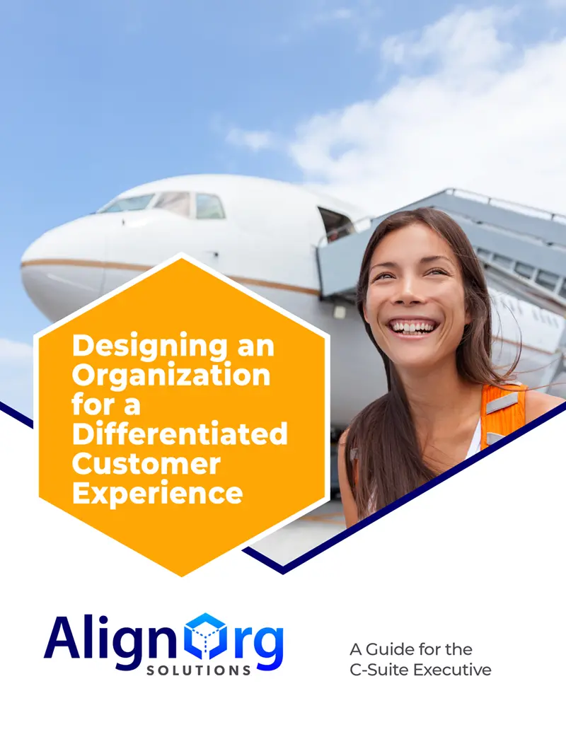 Flat cover of AlignOrg Solutions' Differentiated Customer Experience Executive Guide