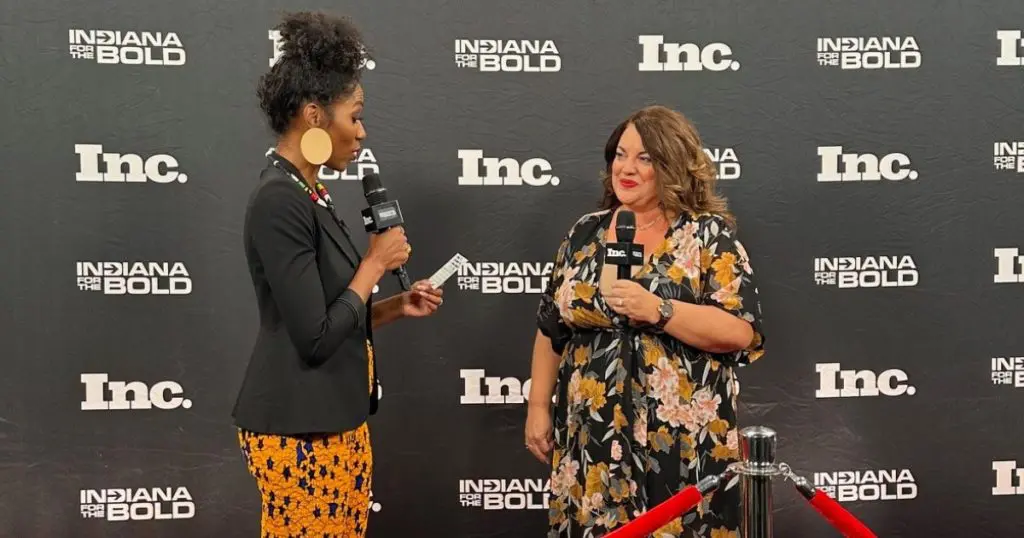 Rebecca Ellis is interviewed at the Inc. 5000 gala