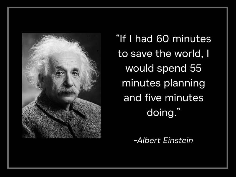 An Albert Einstein quote on the importance of planning. 