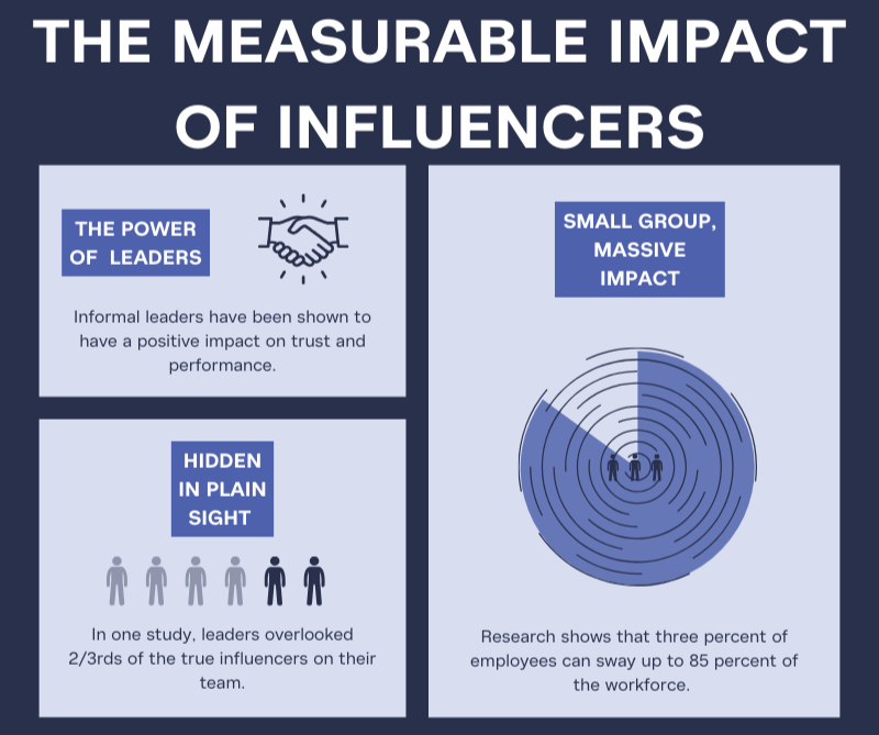 A graph that shows the power of internal influencers on an organization.