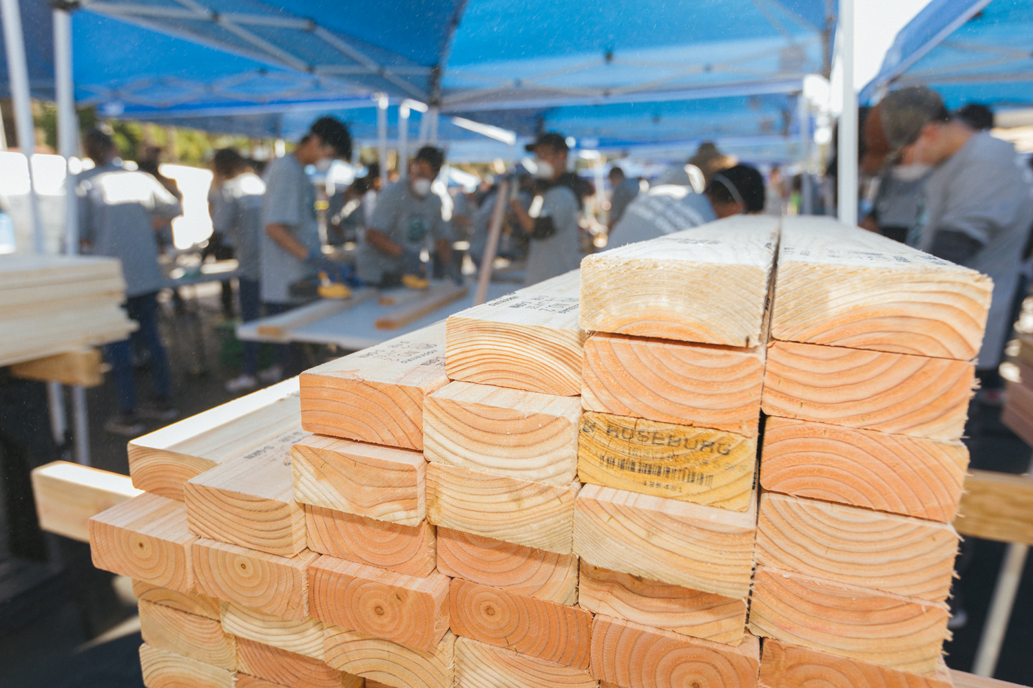 Volunteers build beds at Sleep in Heavenly Peace