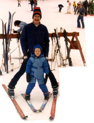 Ken Thompson skiing with his father