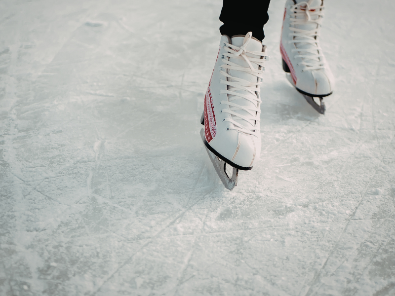 Ice skates on the snow