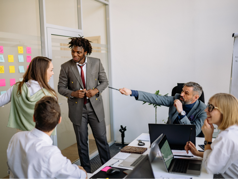 A group of happy office employees.