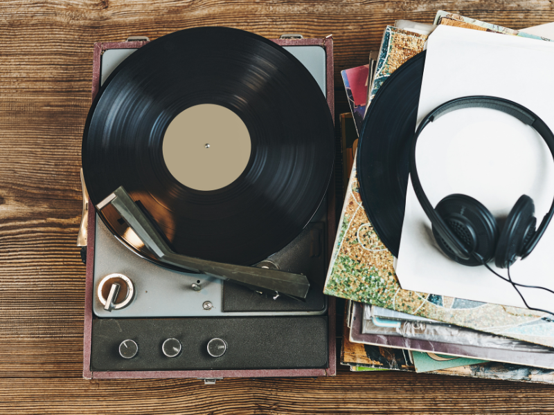 Records on a record player